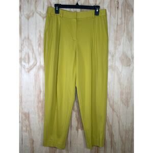 Massimo Dutti Chartreuse Green Crop Pants NWT Pleated High Rise Size 8 Preppy